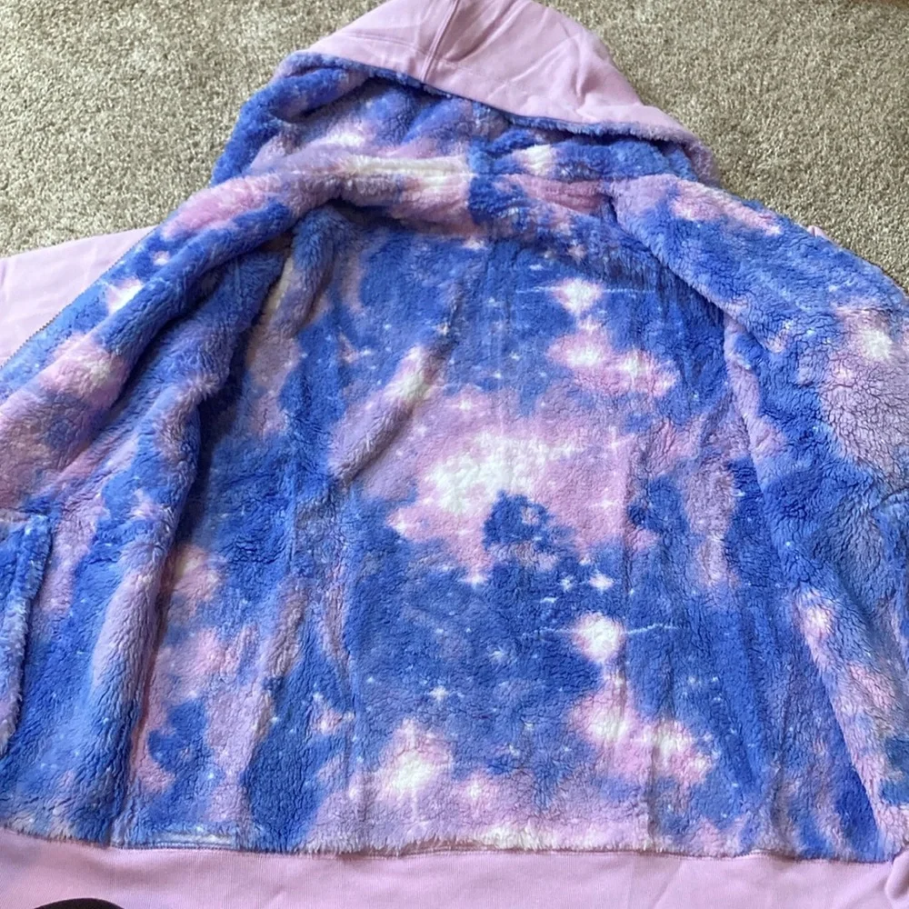 Lands' End Pink and Blue Hoodie Sweatshirt REVERSIBLE NWT Girls XL Womens Small - Picture 5 of 5